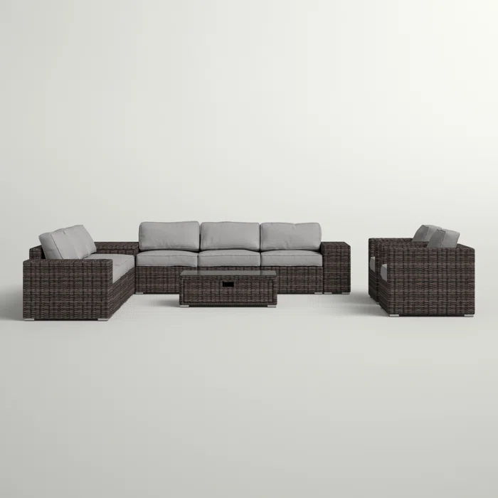 8 Person Outdoor Seating Group Elegant And Comfortable Conversation Set For Patios, Decks, Backyards - Espresso / Gray