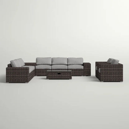 8 Person Outdoor Seating Group Elegant And Comfortable Conversation Set For Patios, Decks, Backyards - Espresso / Gray