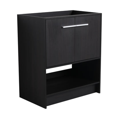 Modern Freestanding 30" Bathroom Vanity With Ceramic Sink, Soft Closing Doors Cabinet - Dark Oak