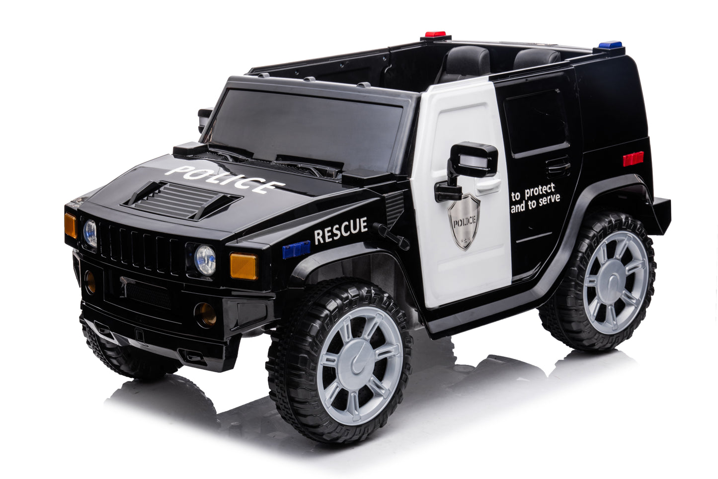 12V7A 30W*2 Four-Wheel Drive Leather Seat One Button Start, Forward And Backward, High And Low Speed, Music, Front Light, Power Display, Two Doors Can Open, 2.4G R / C, Seat Belt Four Wheel Absorber - Black