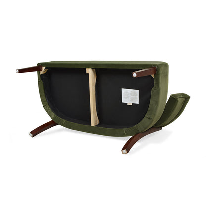 Jared - Roll Arm Tufted Bench Settee - Olive Green