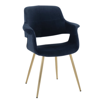 Vintage Flair - Glam / Art Deco Chair (Set of 2) - Gold / Blue