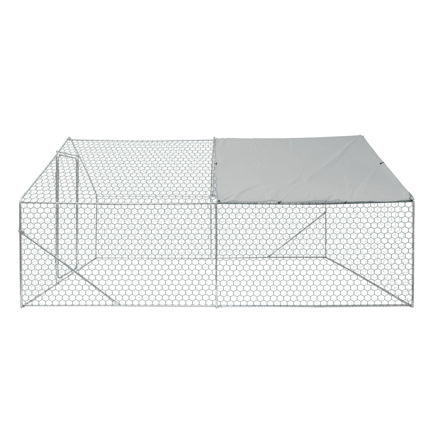 Xpt034 Outdoor Chicken Coop Metal Big Space - Silver Gray