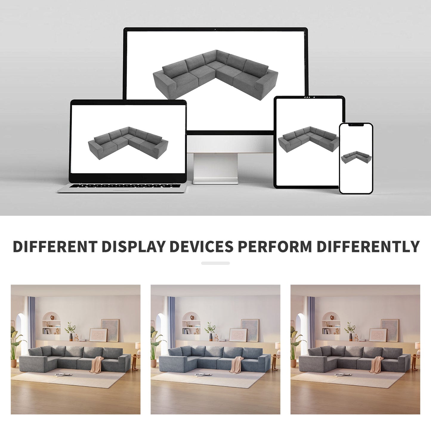 Modular L Shaped Sectional Sofa, Luxury Floor Couch Set, Upholstered Indoor Furniture, Foam - Filled Sleeper Sofa Bed 5 Pieces Free Combination - Gray