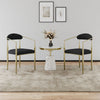 Dining Chairs (Set of 2), Mid-Century Modern Dining Chairs, Kitchen Dining Room Chairs, Round Boucle Backrest Sherpa Dining Chair With Metal Legs - Black / Gold