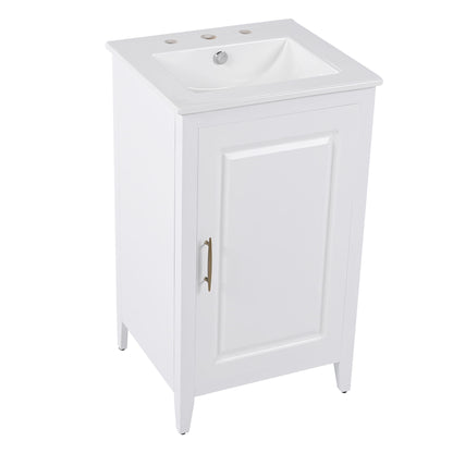 Modern 20.3" Bathroom Vanity With Sink, Functional Drawer, Soft Closing Door - White