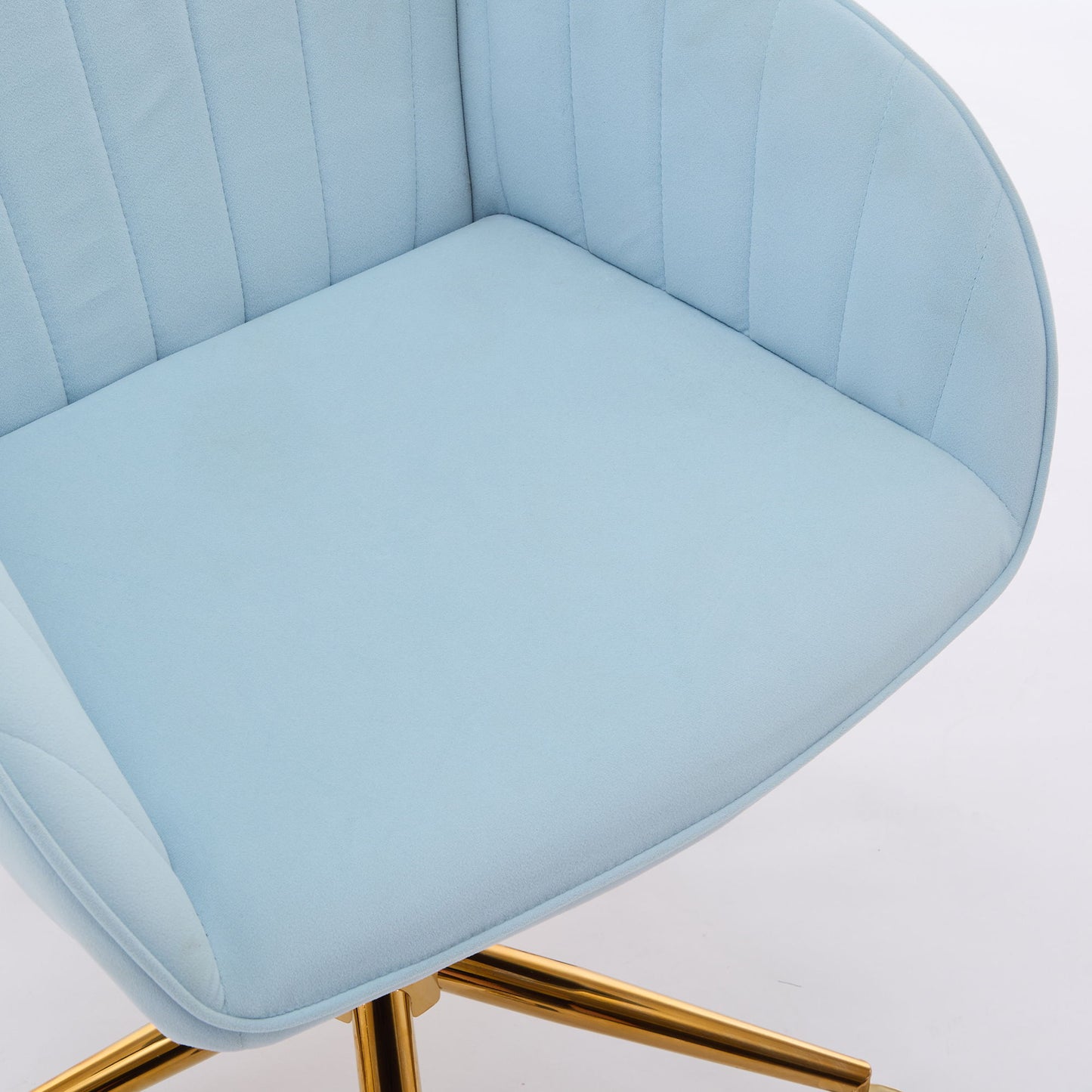 Adjustable Office Chair, Ergonomic Swivel Chair With Golden Base, Comfortable For Long Sitting - Baby Blue