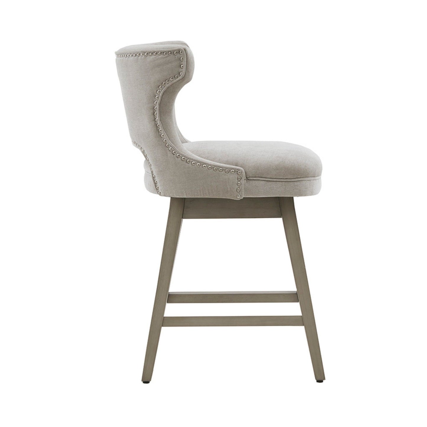 Swivel Counter Stool With Silver Detailing - Light Gray