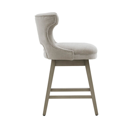 Swivel Counter Stool With Silver Detailing - Light Gray