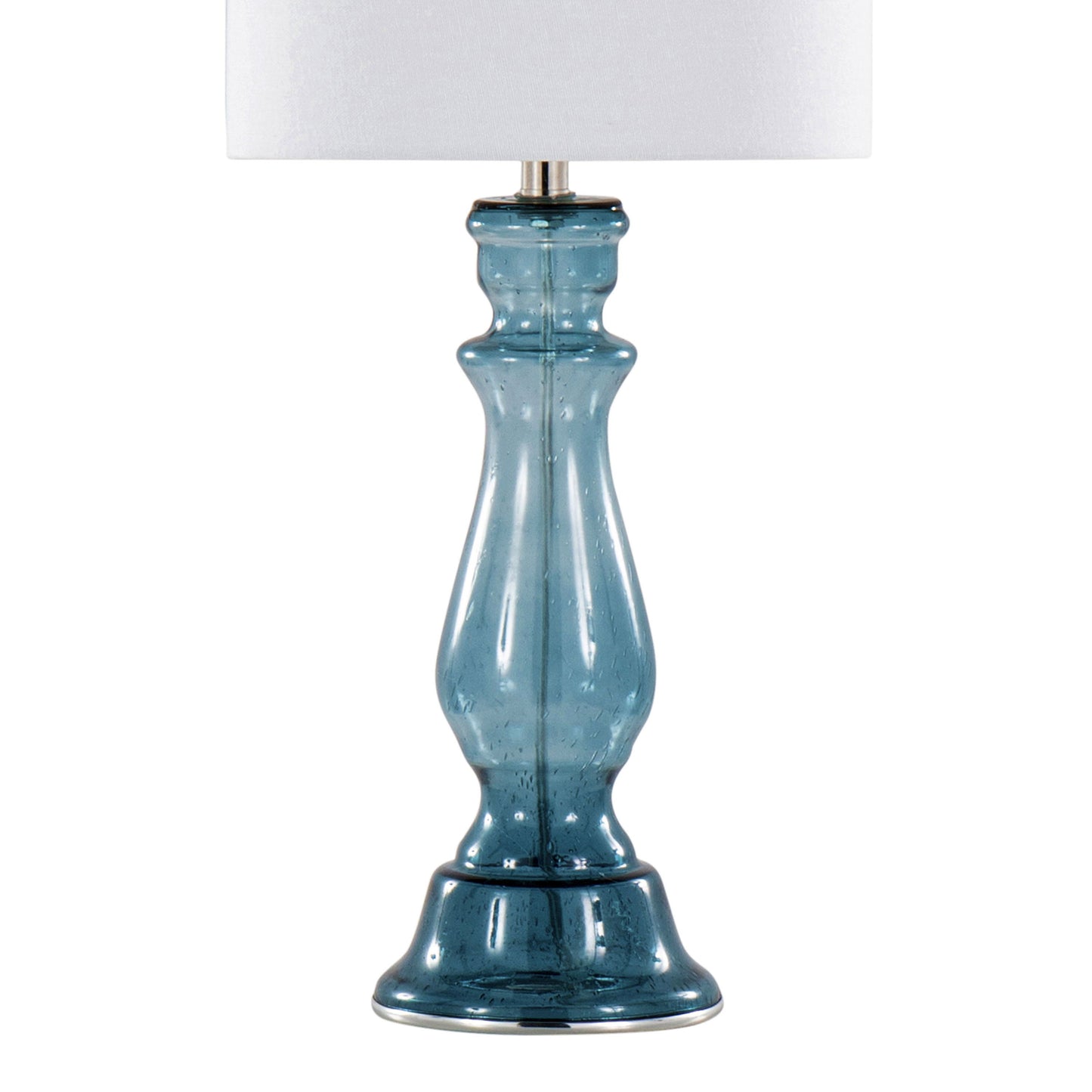 Bishop - Contemporary Clear Angel Table Lamp (Set of 2) - Blue / Polished Nickel / White