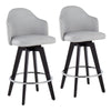 Ahoy - Contemporary Fixed Height Counter Stool Round Chrome Footrest (Set of 2) - Light Gray / Black