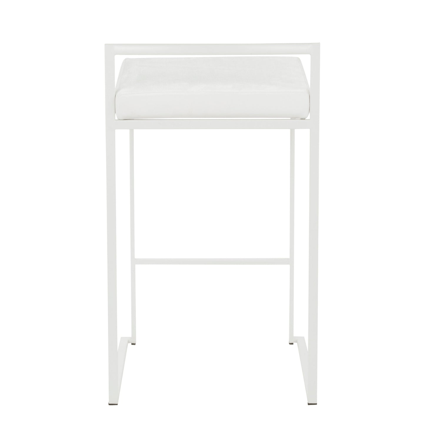 Fuji - Contemporary Stackable Counter Stool (Set of 2) - White - Velvet