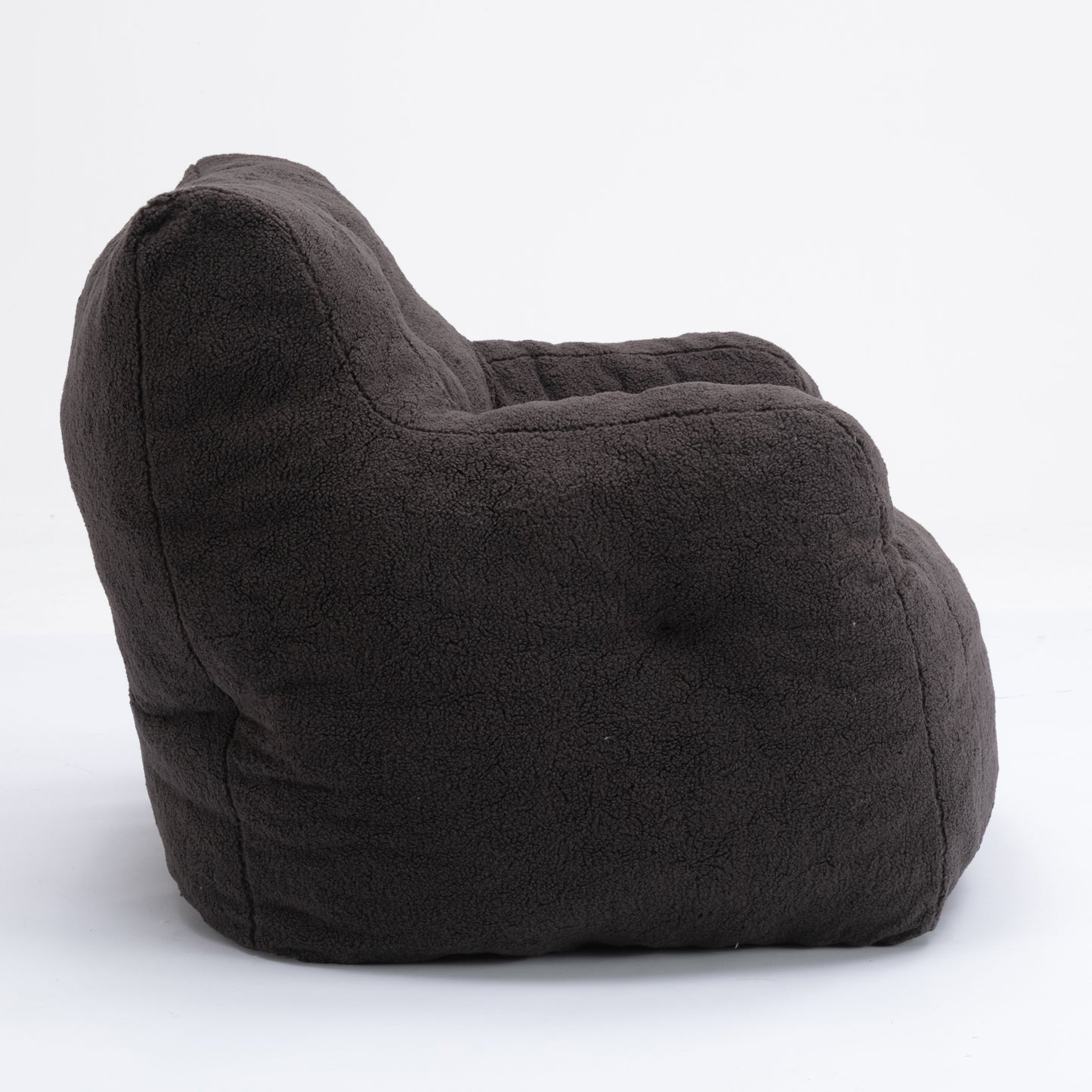 Soft Teddy Fabric Tufted Foam Bean Bag Chair With Teddy Fabric - Dark Gray