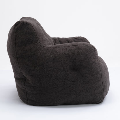 Soft Teddy Fabric Tufted Foam Bean Bag Chair With Teddy Fabric - Dark Gray
