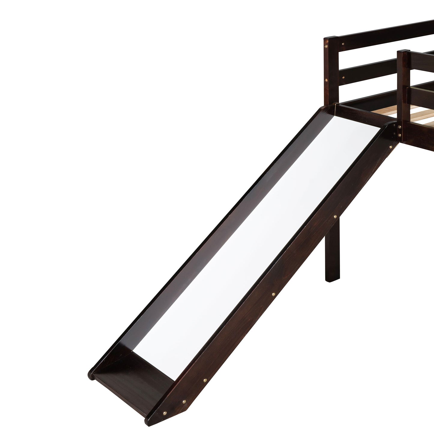 Twin Loft Bed With Slide, Multifunctional Design - Espresso