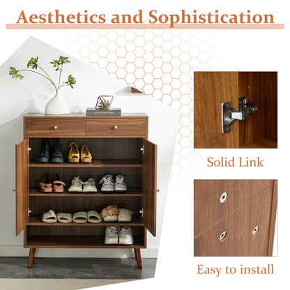 Multi Functional Modern Minimalist Shoe Cabinet Perfectly Blends Into Nordic, Japanese, And Industrial Style Homes - Walnut