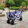 100L Collapsible Folding Beach Wagon Cart With 220Lbs Large Capacity, Wagons Carts Heavy Duty Foldable With Big Wheels For Sand, Garden, Camping - Purple