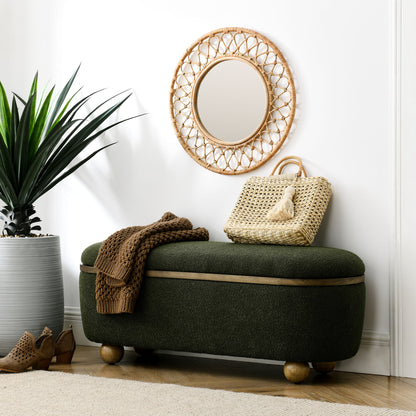 Modern Storage Ottoman Bench Upholstered Seating With Storage - Dark Green