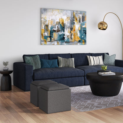 Rockwood - Cube Storage Ottoman With Tray - Slate Gray