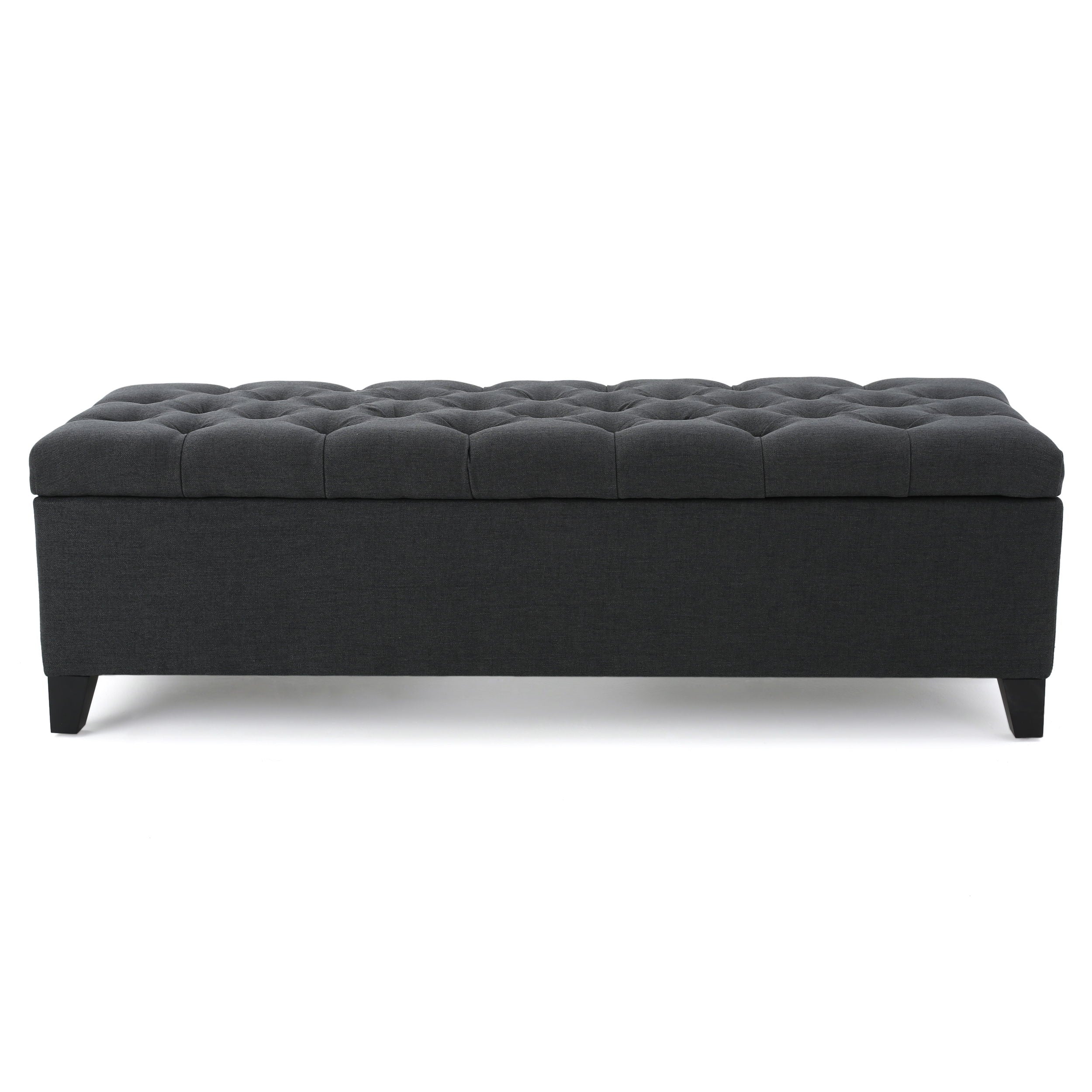 Glouster - Contemporary Storage Ottoman With Button Tufted Diamond Stitching - Dark Gray