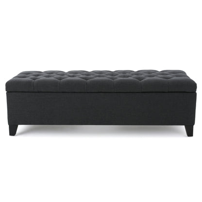 Glouster - Contemporary Storage Ottoman With Button Tufted Diamond Stitching - Dark Gray