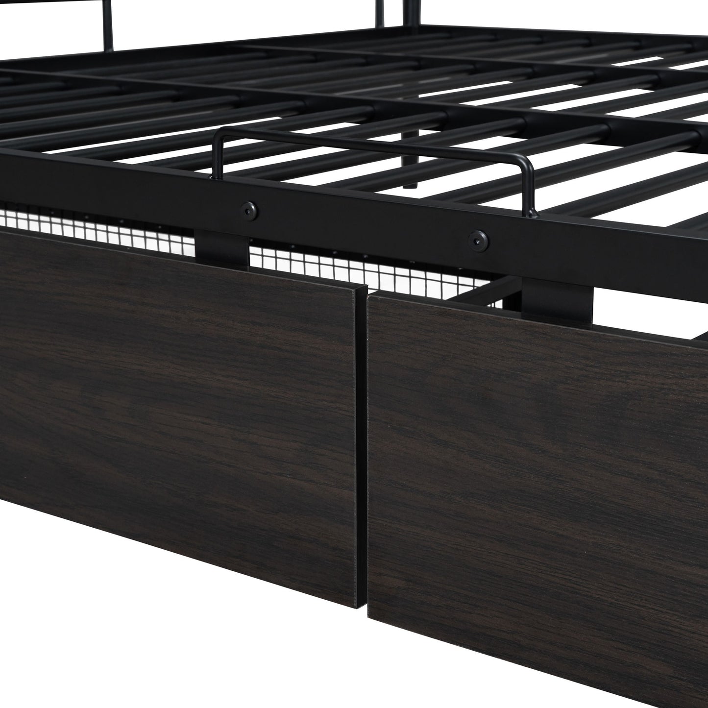 Full Long Over Queen Bunk Bed With 2 Drawers - Black