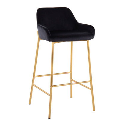 Daniella - Contemporary / Glam Fixed Height Bar Stool (Set of 2) - Gold / Black