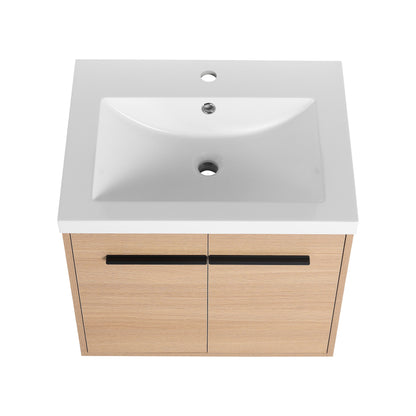 Bathroom Vanity Set With Resin Countertop Sink, 2 Doors - Oak