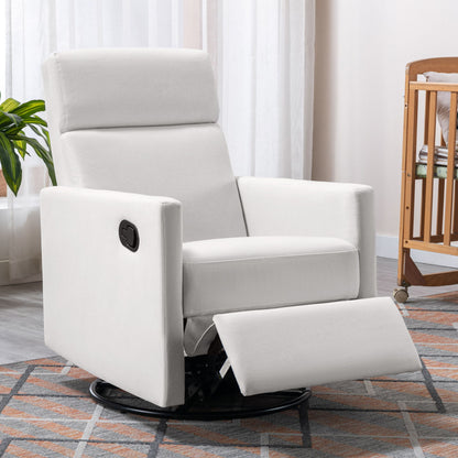 Modern Upholstered Rocker Nursery Chair Plush Seating Glider Swivel Recliner Chair - Beige
