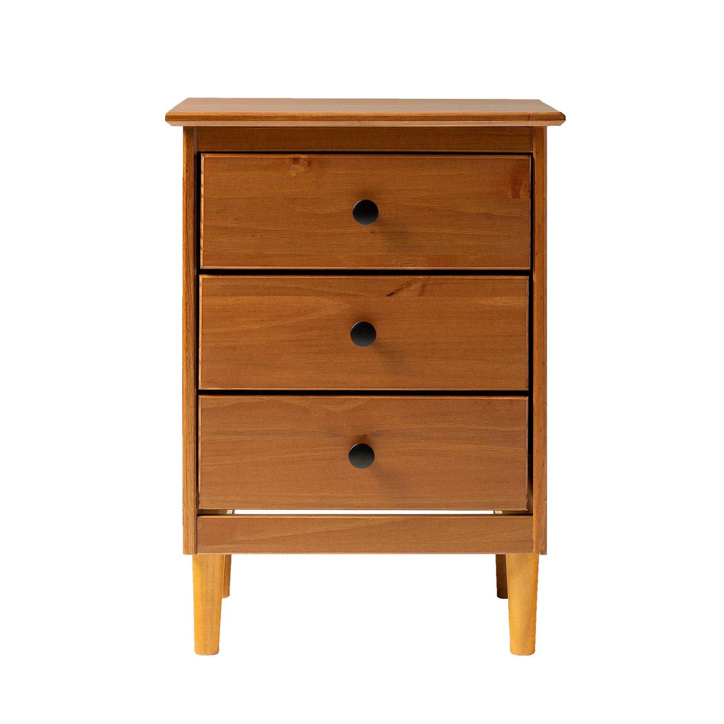 Classic 3 Drawer Solid Wood Nightstand - Caramel