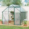 6X10Ft Polycarbonate Greenhouse Raised Base And Anchor Aluminum Heavy Duty Walk-In Greenhouses For Outdoor Backyard In All Season - Green