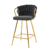 Modern Design High Stool With Gold Plated Legs For Kitchen Dining Linen (Set of 2) - Dark Gray