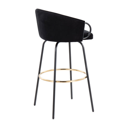Claire - Contemporary / Glam Barstool With Footrest (Set of 2) - Black