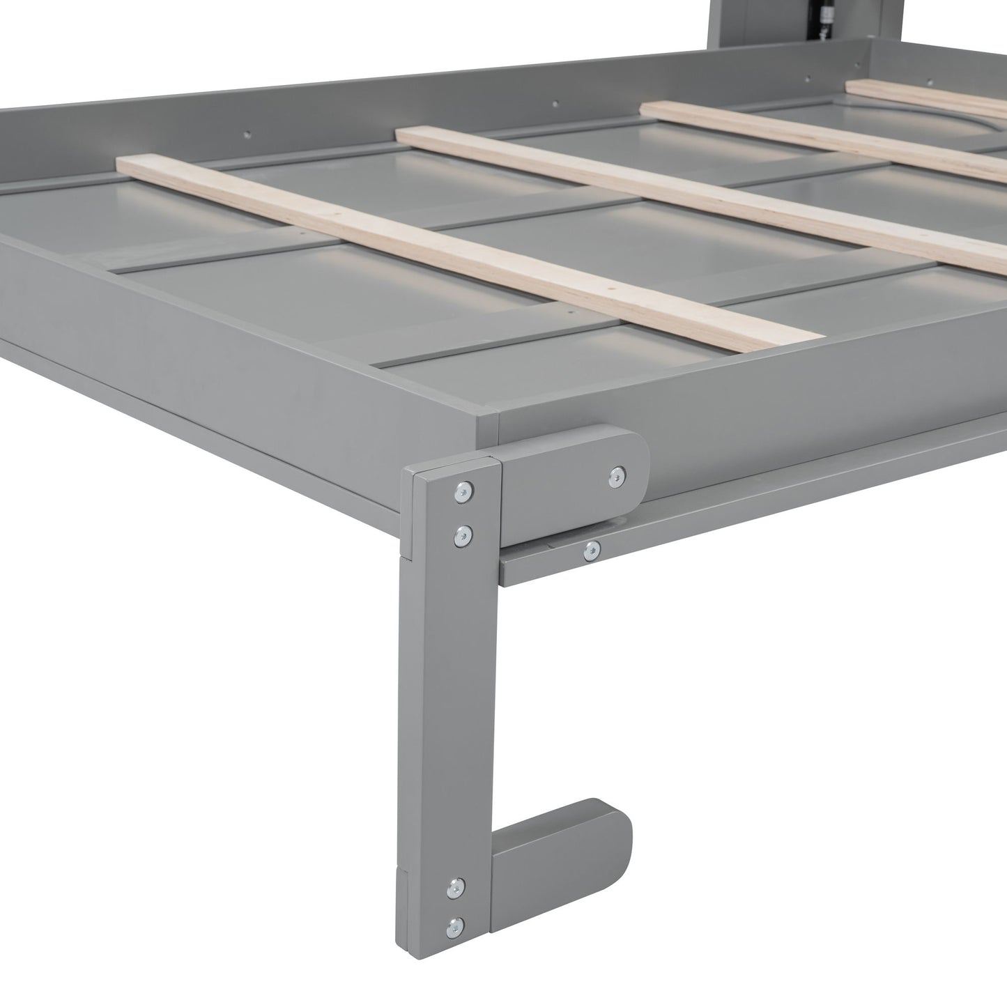 Full Size Murphy Wall Bed & Shelves - Gray