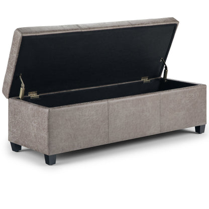 Avalon - Storage Ottoman Bench - Distressed Gray Taupe