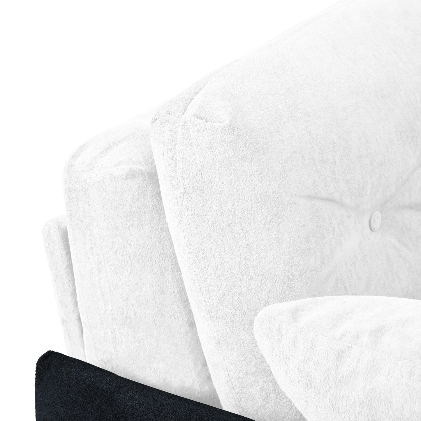 Modern Convertible Sleeper Sofa Bed With Pull Out Queen Design, Side Storage & Thick Cushions Chenille Loveseat For Living Room Or Bedroom 3 In 1 Function - - White