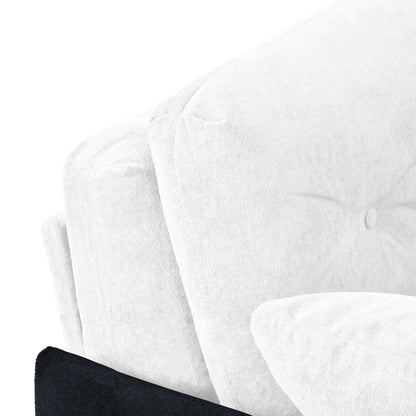 Modern Convertible Sleeper Sofa Bed With Pull Out Queen Design, Side Storage & Thick Cushions Chenille Loveseat For Living Room Or Bedroom 3 In 1 Function - - White