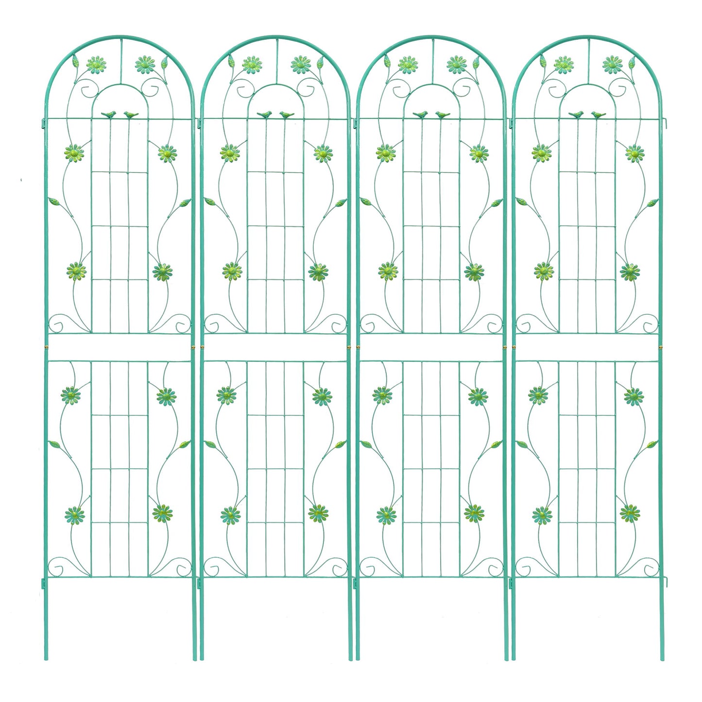 4 Pack Metal Garden Trellis Rustproof Trellis For Climbing Plant Outdoor Flower Support - Green