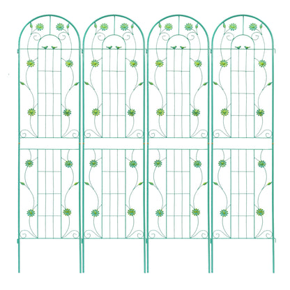 4 Pack Metal Garden Trellis Rustproof Trellis For Climbing Plant Outdoor Flower Support - Green
