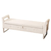 Wide Storage Soft Ottoman Bench With Armrests, Footrest Bed End Stool For Living Room, Dorm, Entryway And Bedroom - Beige - Beige