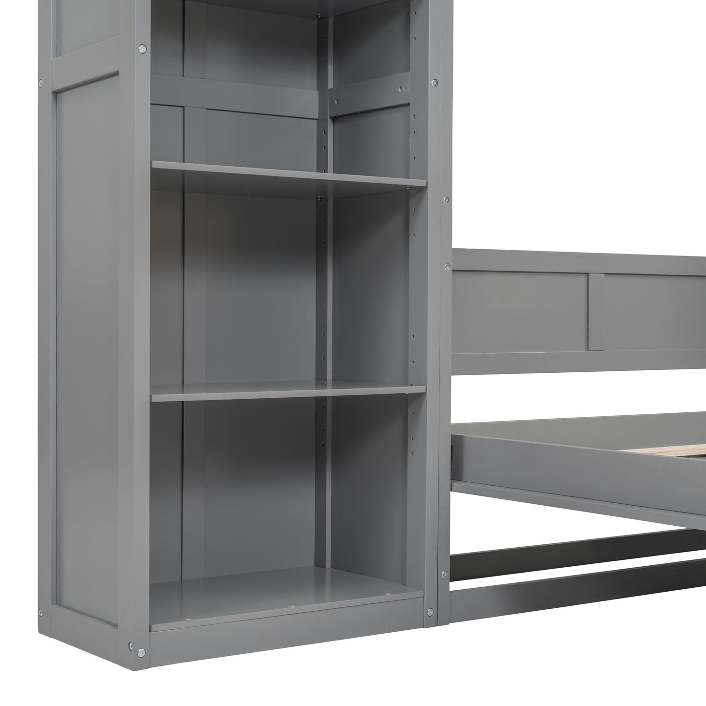 Full Size Murphy Wall Bed With Shelves - Gray