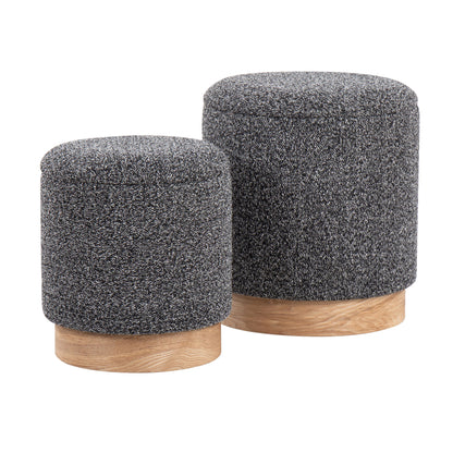 Marla - Contemporary Nesting Ottoman Set - Natural / Black