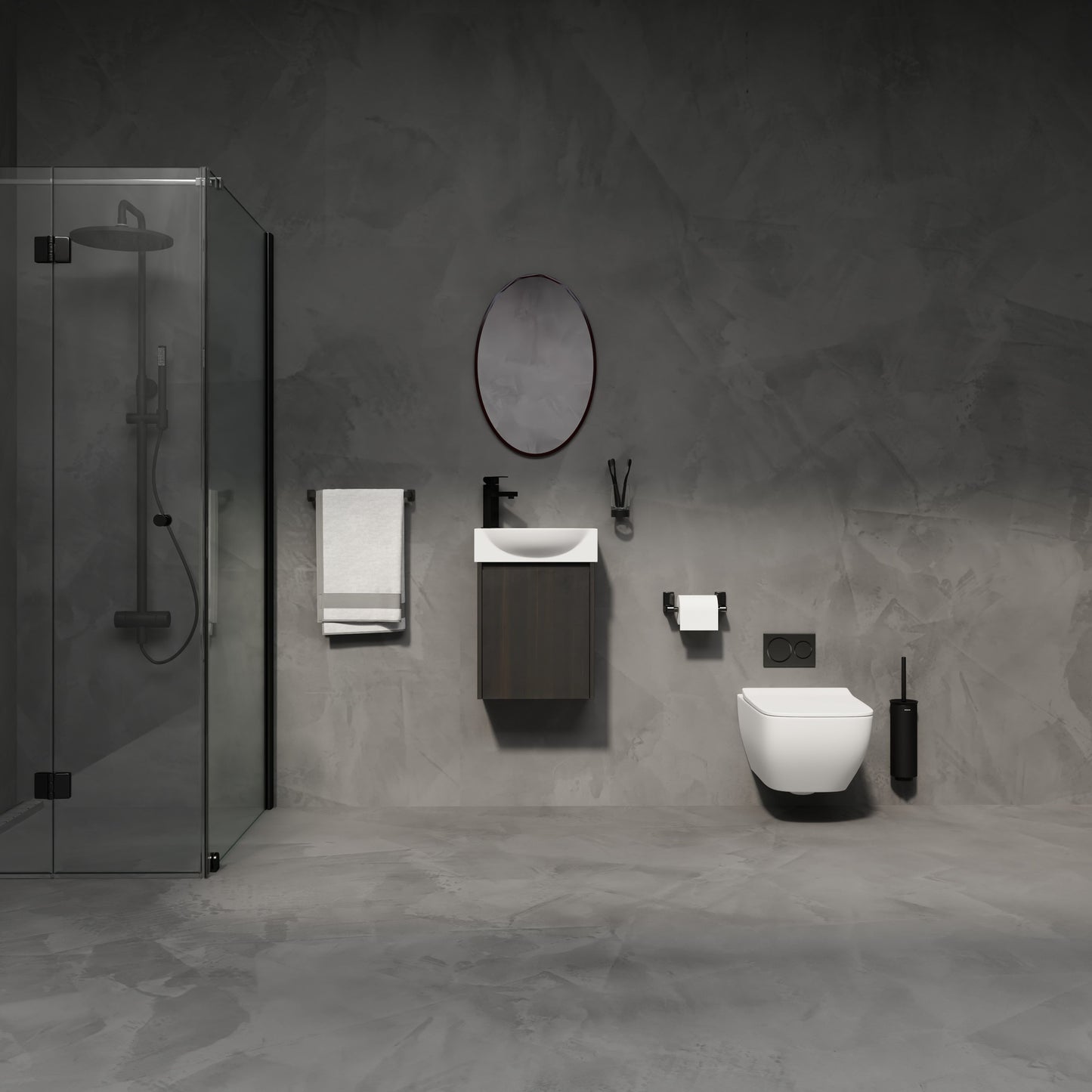 Modern 16" Bathroom Vanity Sink Combo With Ceramic Sink And Cabinet For Small Spaces - Black