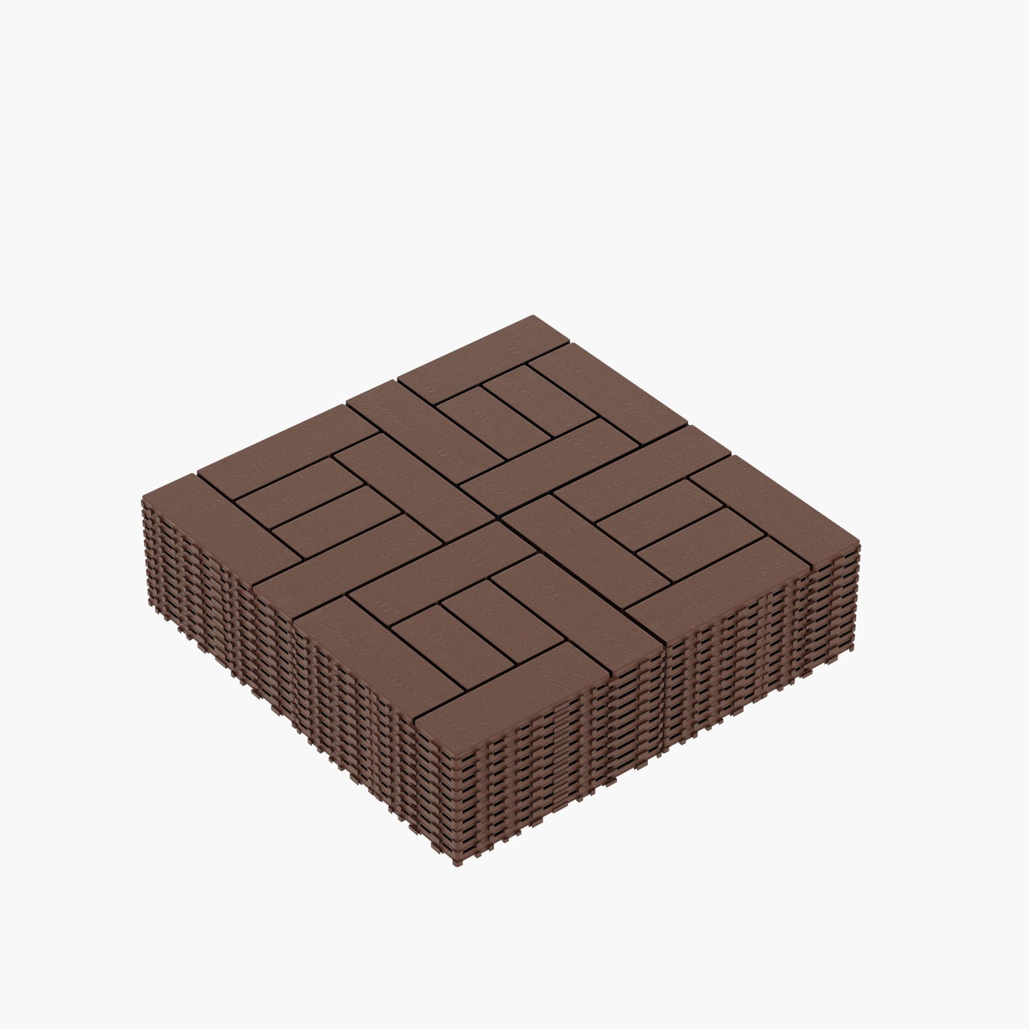 Zz Style 12" Patio Deck Tiles, Diy Interlocking Flooring - Red Brown