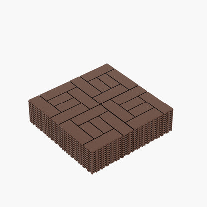 Zz Style 12" Patio Deck Tiles, Diy Interlocking Flooring - Red Brown