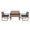4 Piece Patio Furniture Set Outdoor Balcony Porch Garden Backyard Lawn Furniture Acacia Wood Table Top, Morden - Black And Light Brown