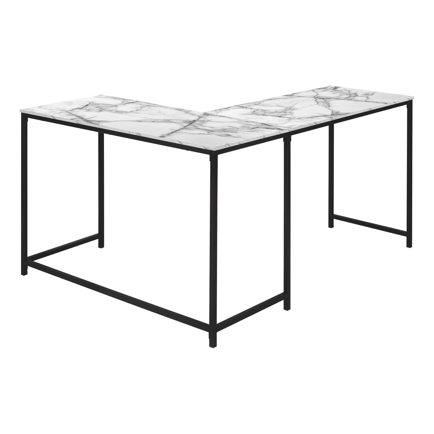 Computer Desk, Home Office, Corner, L Shape, Laptop, Contemporary And Modern - White Marble