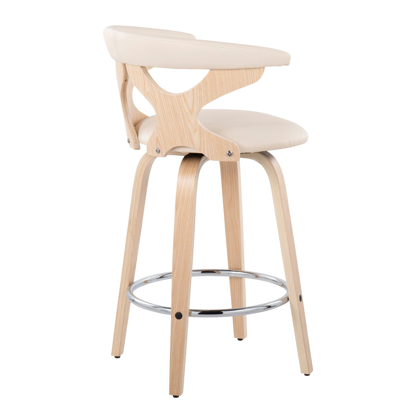 Gardenia - Mid-Century Modern Counter Stool (Set of 2) - Natural / Cream
