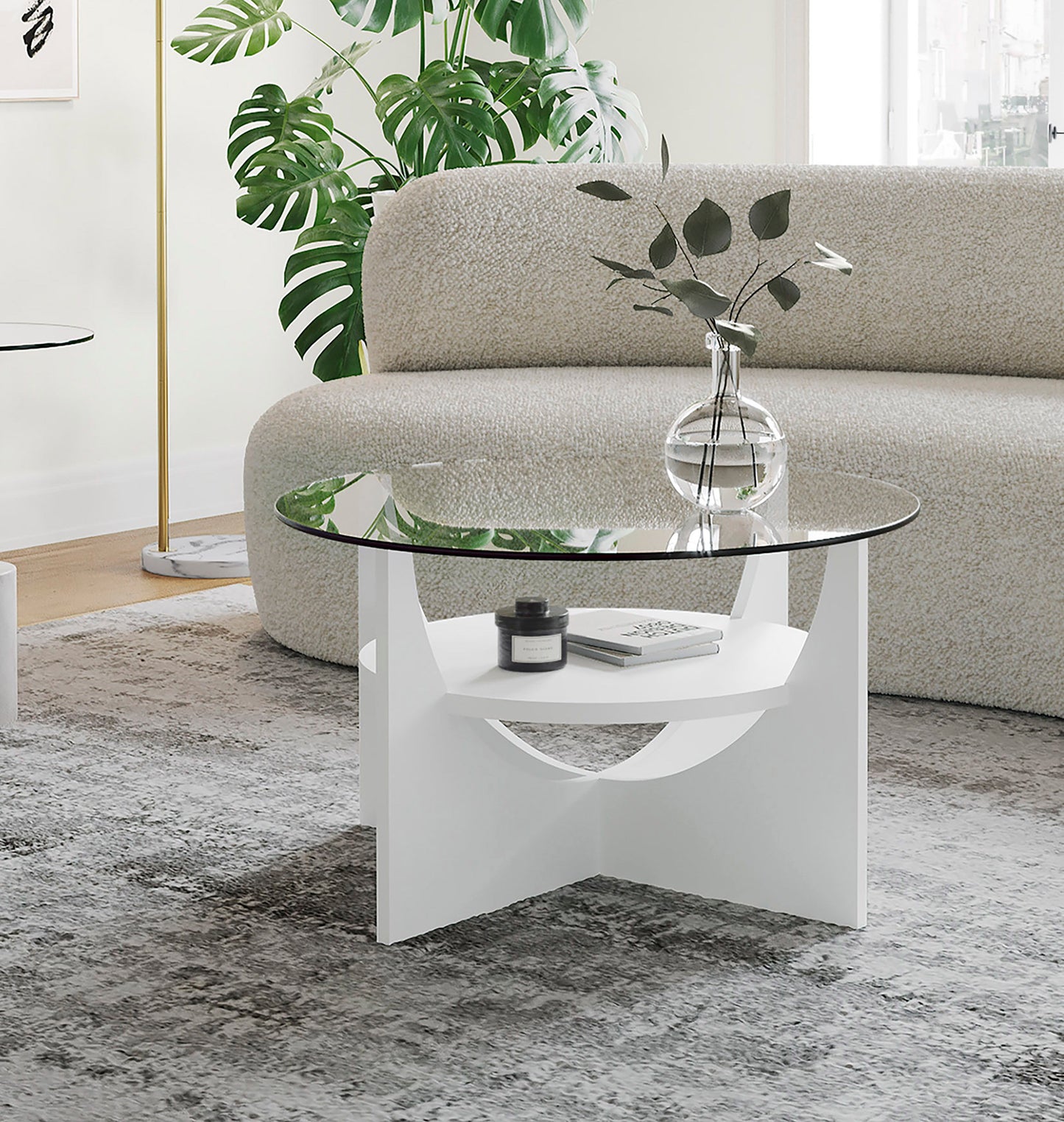 U Shaped Contemporary Coffee Table - White