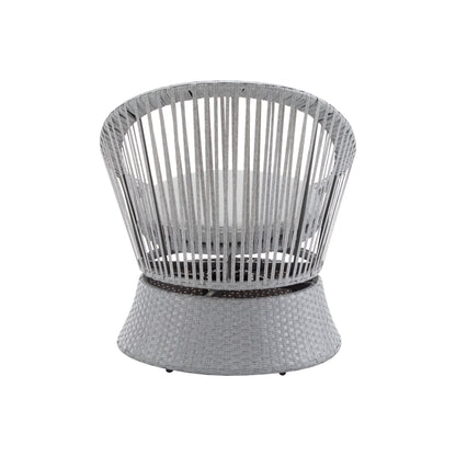 Modern Silver Swivel Wicker Lounge Chair With Xianrattan And Iron Frame, Stylish Round Design - Silver Gray